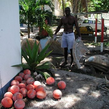 Michael at Cast aways cleaning mould to be ship to coconut 