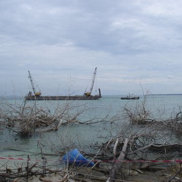 work barge arrives