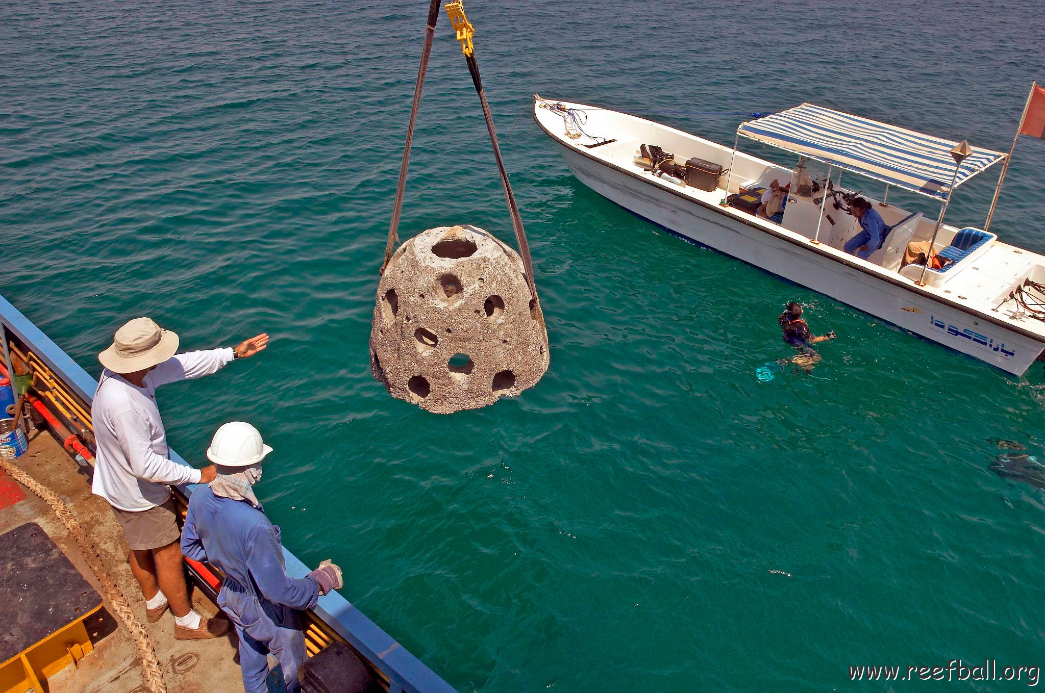 Giving Presize Advice to the Crane Driver for positioning into the Sea