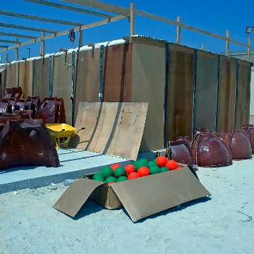 Outside our Workshop, the Theder Balls will be fixed into the Molds